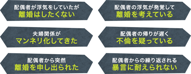 配偶者が浮気をしたが離婚はしたくない、等